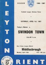 Leyton Orient v Swindon Town 01-Apr-1967