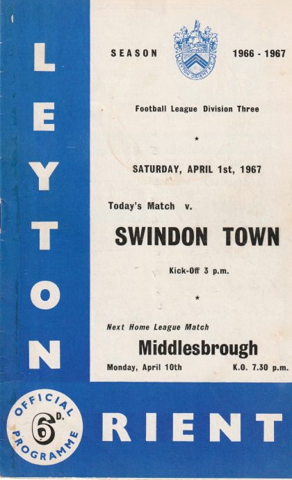 Leyton Orient v Swindon Town 01-Apr-1967