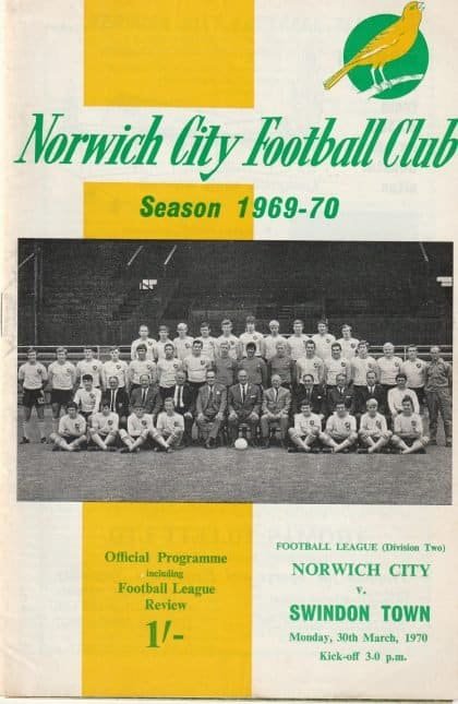 Norwich City v Swindon Town 30-Mar-1970