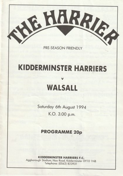 Kidderminster Harriers v Walsall 06-Aug-1994