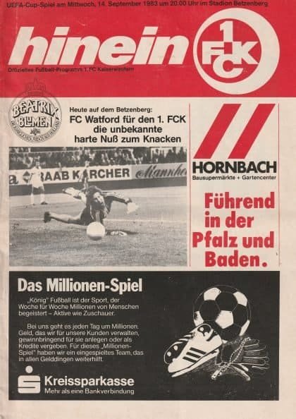 1FC Kaiserslautern v Watford 14-Sep-1983