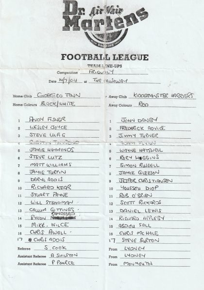 Cinderford Town v Kidderminster Harriers  14-Jul-2004
