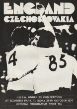 England u23 v Czechoslovakia u23  29-Oct-1974