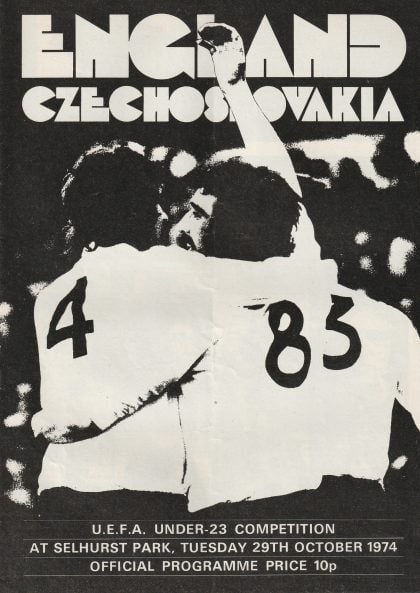 England u23 v Czechoslovakia u23  29-Oct-1974
