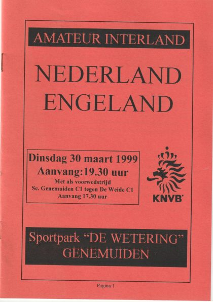 Holland Amateur v England Amateur 30-Mar-1999