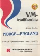 Norway v England 09-Sep-1981