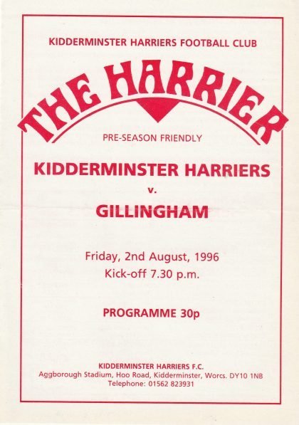 Kidderminster Harriers v Gillingham  02-Aug-1996