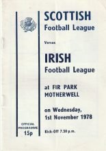 Scottish Football League v Irish Football League  01-Nov-1978