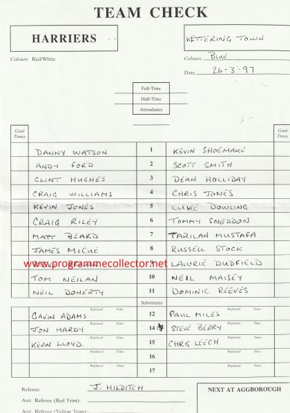 Kidderminster Harriers v Kettering Town  26-Mar-1997