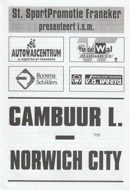 Cambuur Leeuwarden v Norwich City  29-Jul-2003