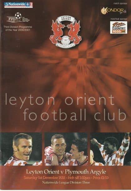 Leyton Orient v Plymouth Argyle 01-Dec-2001
