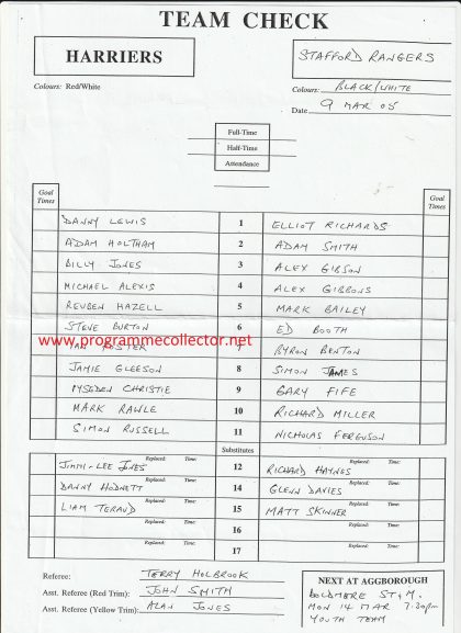 Kidderminster Harriers v Stafford Rangers  09-Mar-2005