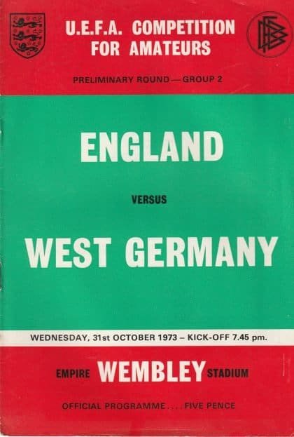 England Amateurs v West Germany Amateurs 31-Oct-1973