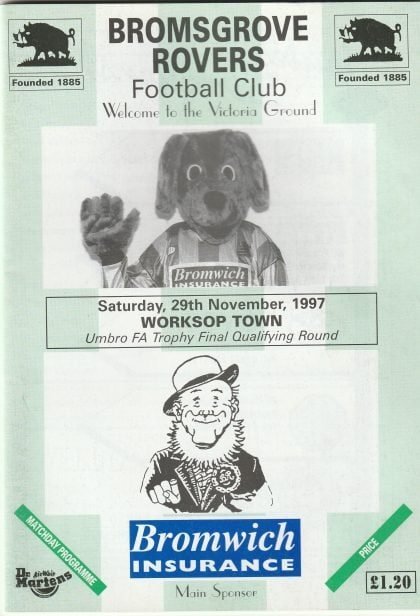 Bromsgrove Rovers v Worksop Town  29-Nov-1997