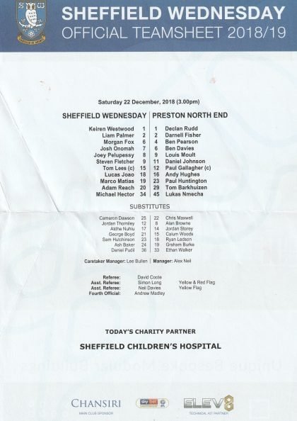 Sheffield Wednesday v Preston North End 22-Dec-2018