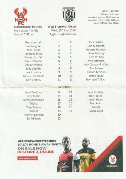 Kidderminster Harriers v West Bromwich Albion 25-Jul-2018