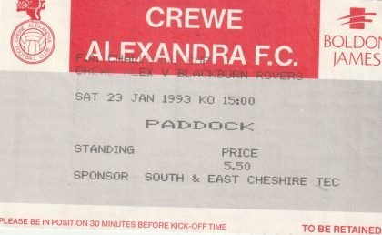 Crewe Alexandra v Blackburn Rovers 23-Jan-1993