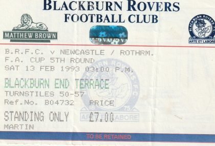 Blackburn Rovers v Newcastle United 13-Feb-1993
