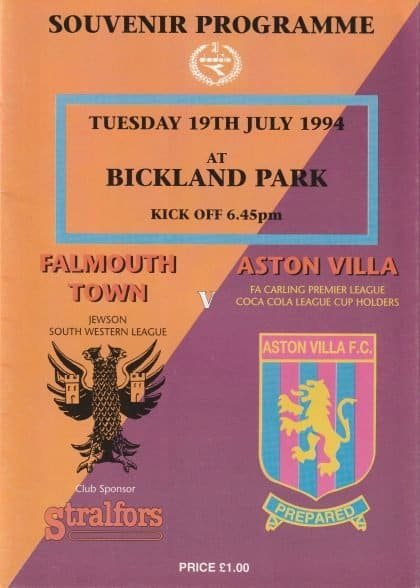 Falmouth Town v Aston Villa  19-Jul-1994