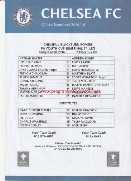 Chelsea Youth v Blackburn Rovers Youth  08-Apr-2016