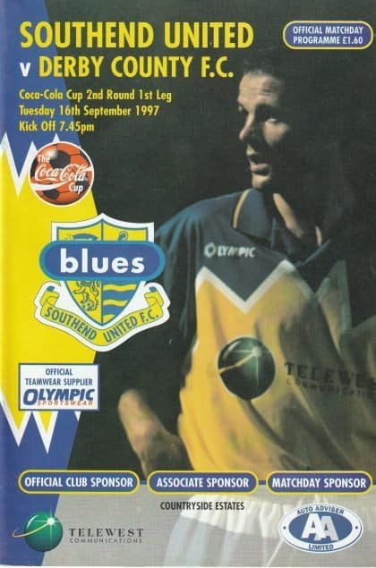 Southend United v Derby County 16-Sep-1997