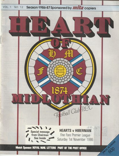 Heart of Midlothian v Hibernian 01-Nov-1986