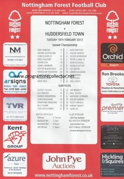 Nottingham Forest v Huddersfield Town 19-Feb-2013
