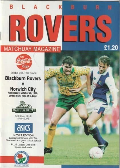 Blackburn Rovers v Norwich City 28-Oct-1992