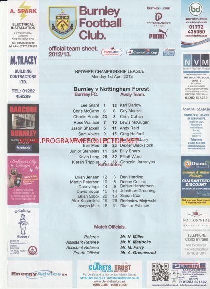 Burnley v Nottingham Forest 01-Apr-2013