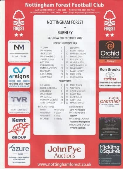 Nottingham Forest v Burnley 08-Dec-2012