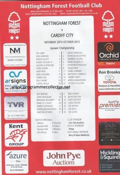 Nottingham Forest v Cardiff City 20-Oct-2012