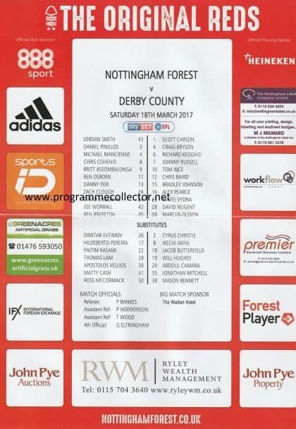 Nottingham Forest v Derby County 18-Mar-2017