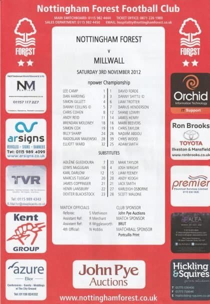 Nottingham Forest v Millwall 03-Nov-2012