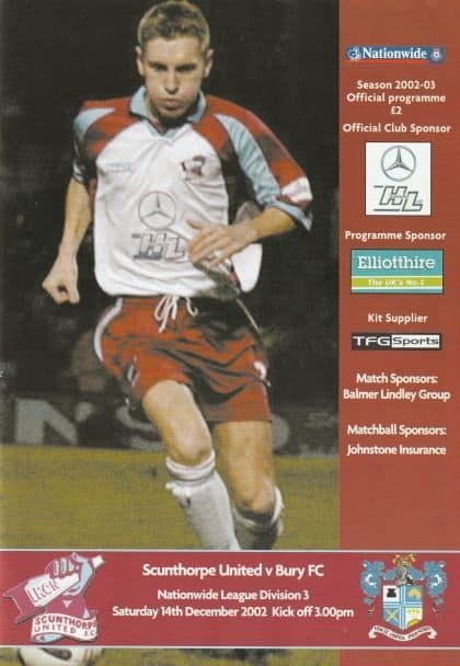 Scunthorpe United v Bury 14-Dec-2002