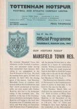 Tottenham Hotspur Reserves v Mansfield Town Reserves   25-Mar-1965