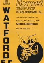 Watford v Middlesbrough 12-Feb-1972