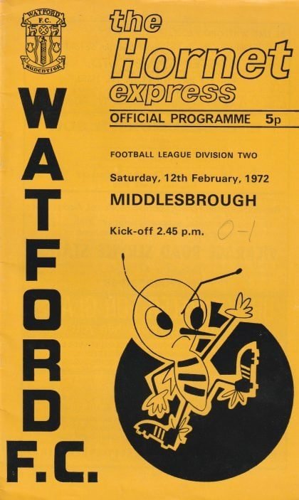 Watford v Middlesbrough 12-Feb-1972
