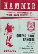 West Ham United v Queens Park Rangers  15-Feb-1975