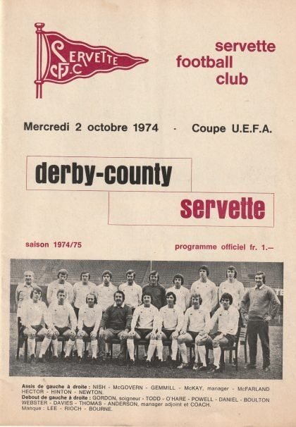 Servette Geneva v Derby County  02-Oct-1974