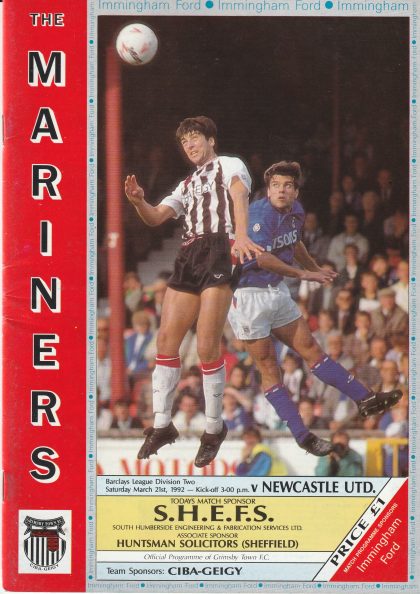Grimsby Town v Newcastle United 21-Mar-1992