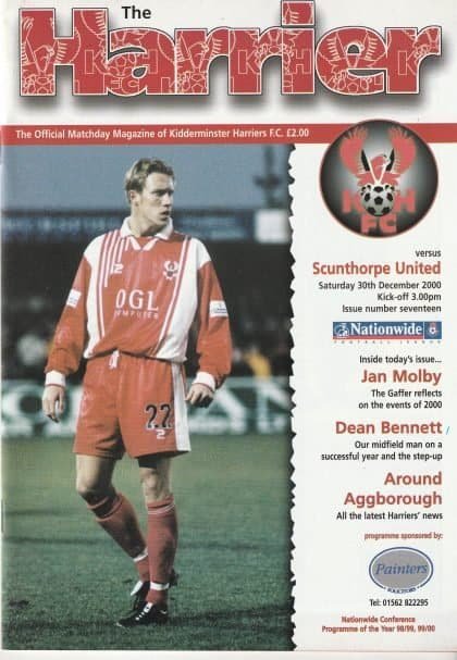 Kidderminster Harriers v Scunthorpe United   30-Dec-2000