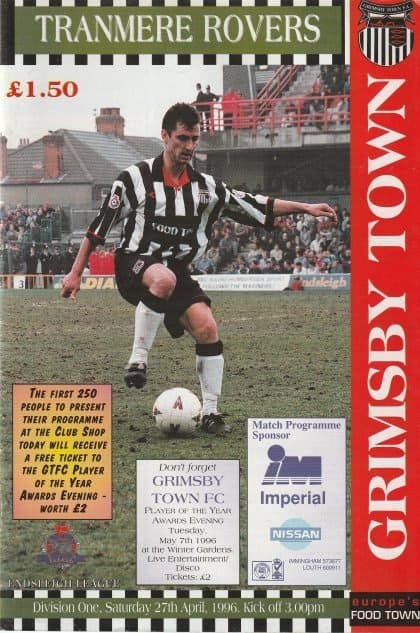 Grimsby Town v Tranmere Rovers  27-Apr-1996