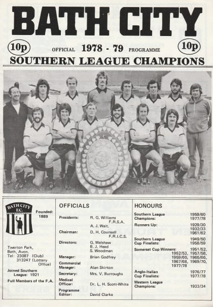 Bath City v Gloucester City 25-Sep-1978