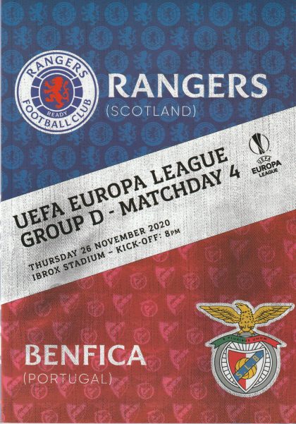 Glasgow Rangers v Benfica  26-Nov-2020