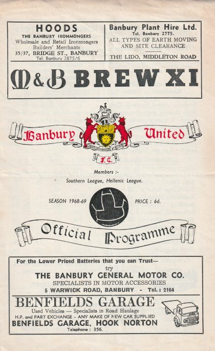 Banbury United v Gloucester City 11-Jan-1969