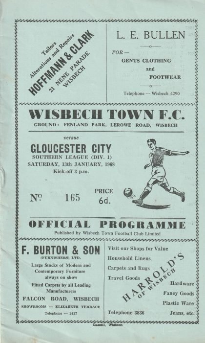 Wisbech Town v Gloucester City  13-Jan-1968