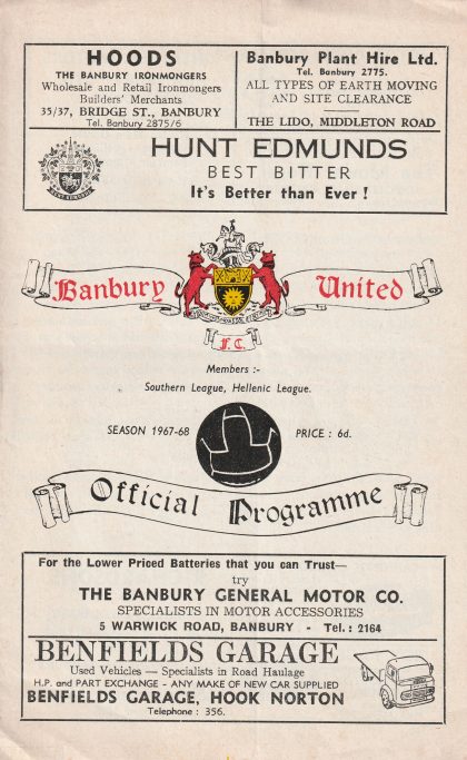 Banbury United v Gloucester City 21-Nov-1967