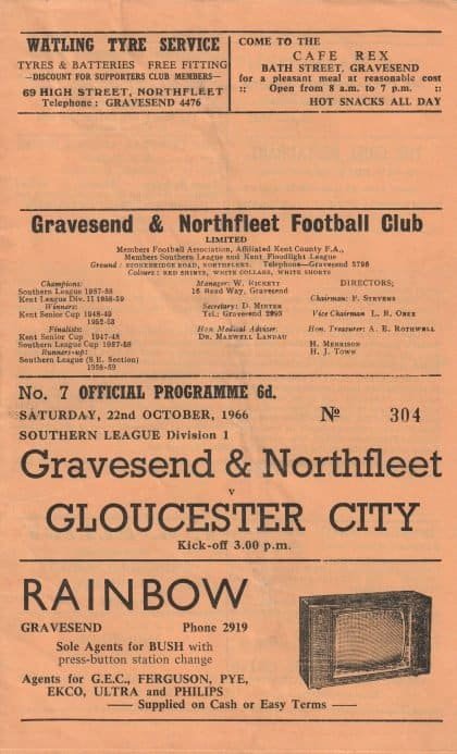 Gravesend & Northfleet v Gloucester City 22-Oct-1966