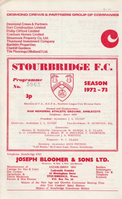 Stourbridge v Gloucester City 24-Mar-1973
