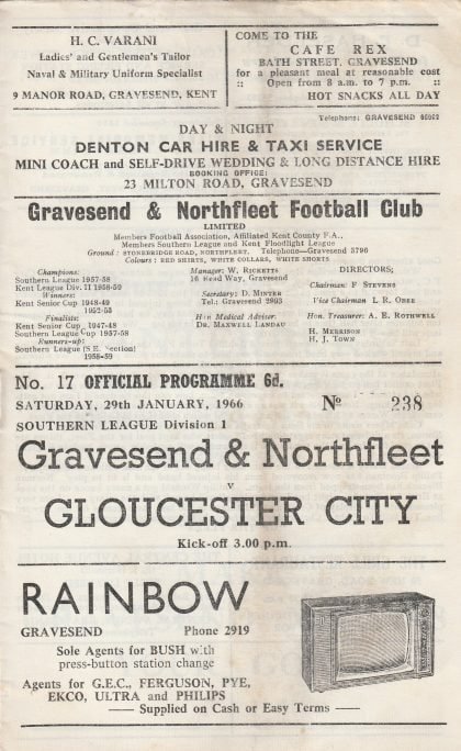 Gravesend & Northfleet v Gloucester City 29-Jan-1966